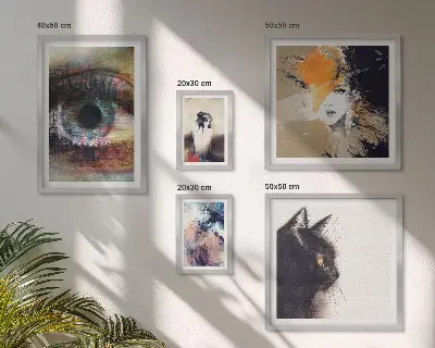 Moderne schilderijen set met abstracte kunstportretten