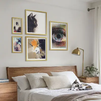 Moderne schilderijen set met abstracte kunstportretten