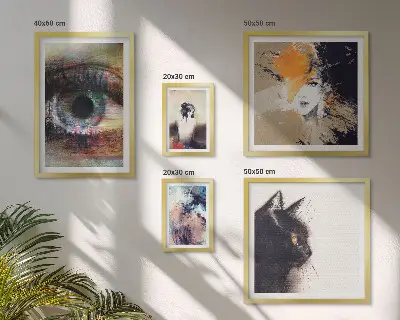 Moderne schilderijen set met abstracte kunstportretten