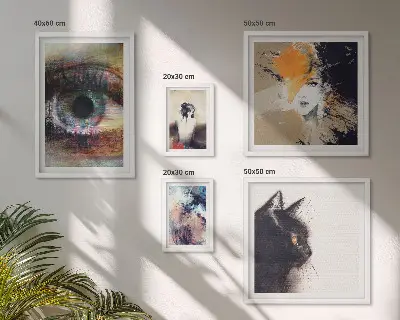 Moderne schilderijen set met abstracte kunstportretten