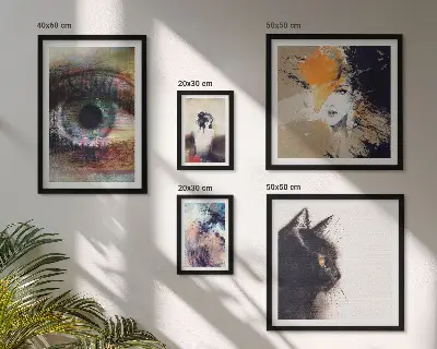 Moderne schilderijen set met abstracte kunstportretten