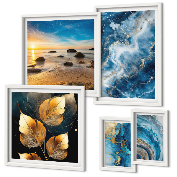 Gallery wall Abstracte blauwe landschappen