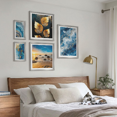 Gallery wall Abstracte blauwe landschappen