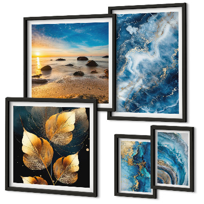 Gallery wall Abstracte blauwe landschappen