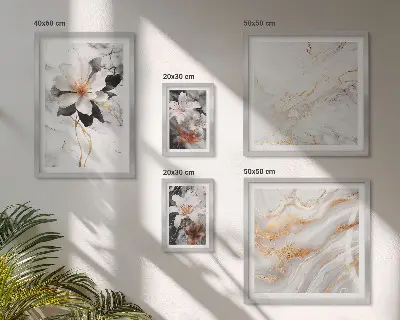 Wanddecoratie compositie bloemen met een marmeren elegantie