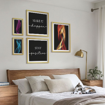 Moderne schilderijen set Citaten, lichtpatronen, inspiraties