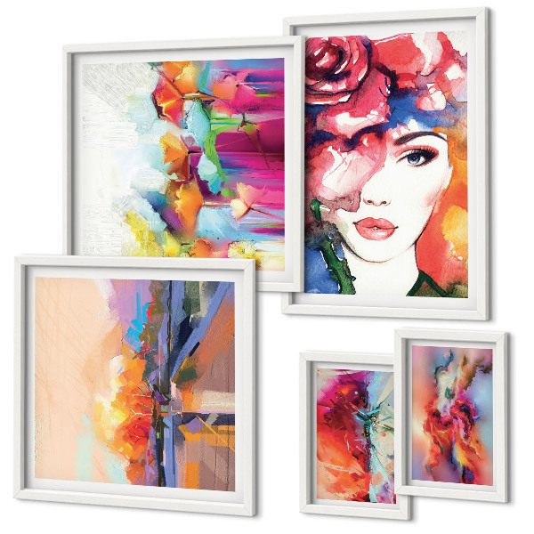 Wanddecoratie compositie Kleurrijke abstracte portretten