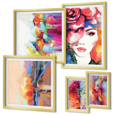 Wanddecoratie compositie Kleurrijke abstracte portretten