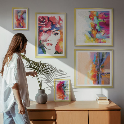 Wanddecoratie compositie Kleurrijke abstracte portretten