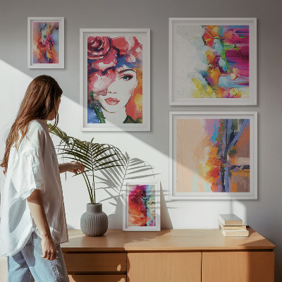 Wanddecoratie compositie Kleurrijke abstracte portretten