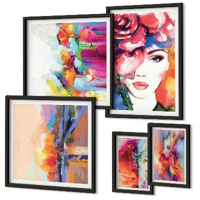 Wanddecoratie compositie Kleurrijke abstracte portretten