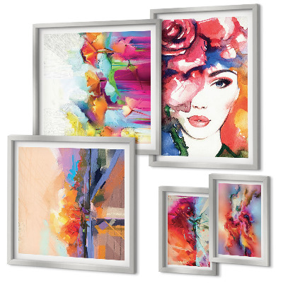 Wanddecoratie compositie Kleurrijke abstracte portretten