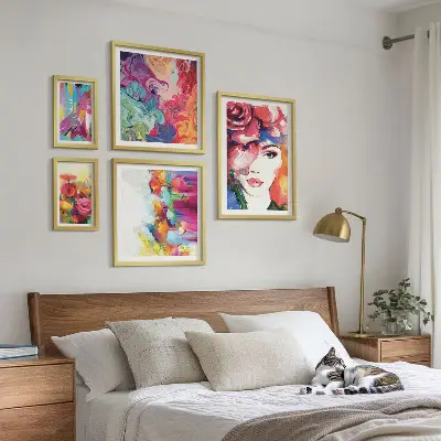 Moderne schilderijen set Kleurrijke abstracte portretten