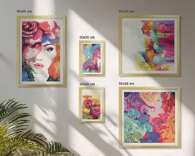 Moderne schilderijen set Kleurrijke abstracte portretten