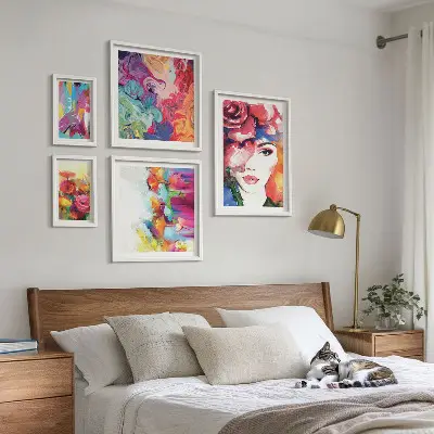 Moderne schilderijen set Kleurrijke abstracte portretten
