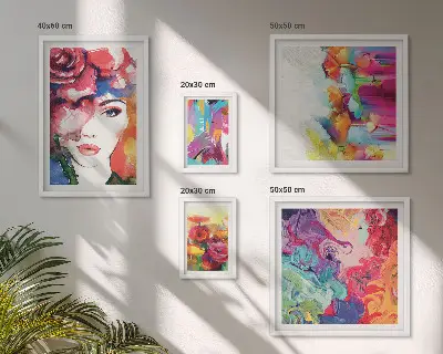 Moderne schilderijen set Kleurrijke abstracte portretten