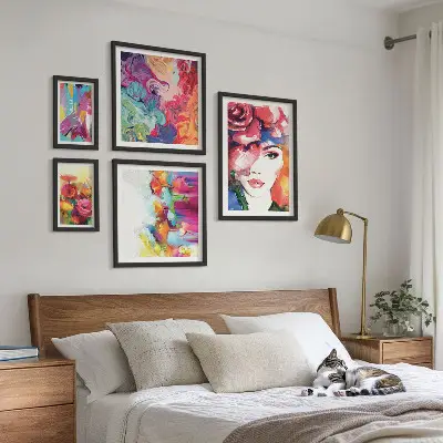 Moderne schilderijen set Kleurrijke abstracte portretten