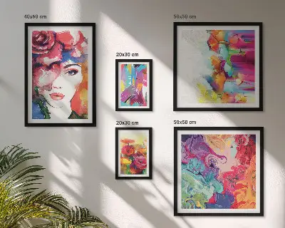 Moderne schilderijen set Kleurrijke abstracte portretten
