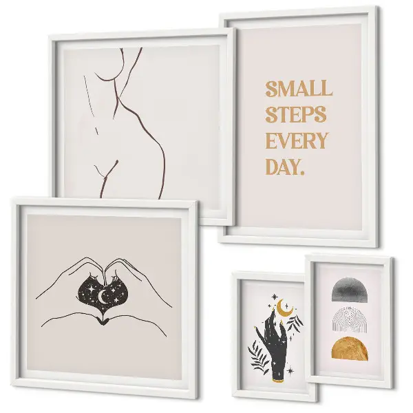 Wanddecoratie compositie met een minimalistisch design over positief denken