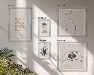 Wanddecoratie compositie met een minimalistisch design over positief denken