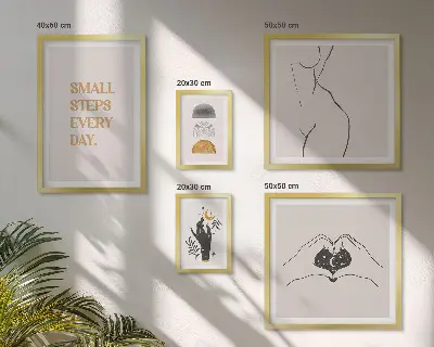 Wanddecoratie compositie met een minimalistisch design over positief denken