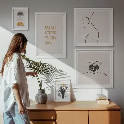 Wanddecoratie compositie met een minimalistisch design over positief denken