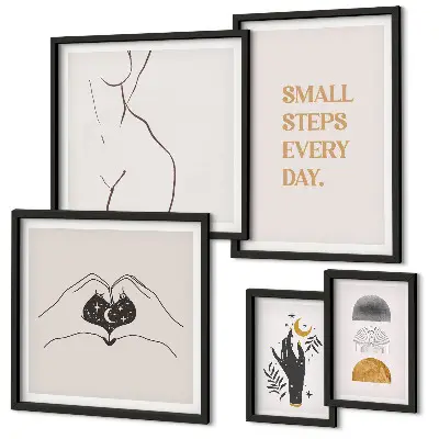 Wanddecoratie compositie met een minimalistisch design over positief denken