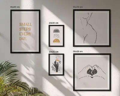 Wanddecoratie compositie met een minimalistisch design over positief denken