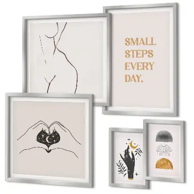 Wanddecoratie compositie met een minimalistisch design over positief denken