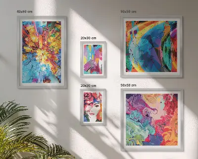 Moderne schilderijen set met abstracte kleurrijke composities