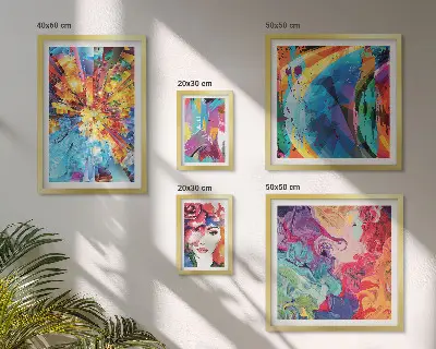 Moderne schilderijen set met abstracte kleurrijke composities