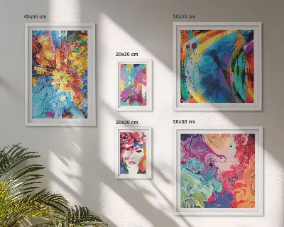 Moderne schilderijen set met abstracte kleurrijke composities