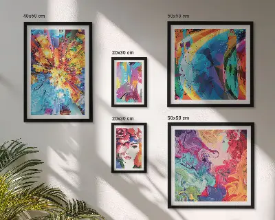 Moderne schilderijen set met abstracte kleurrijke composities