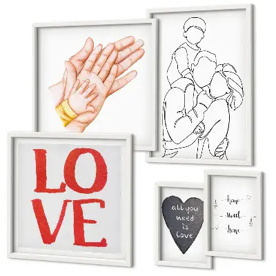 Wanddecoratie compositie met de thema's familie, liefde, warmte en geluk
