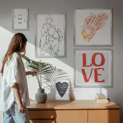 Wanddecoratie compositie met de thema's familie, liefde, warmte en geluk