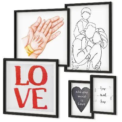 Wanddecoratie compositie met de thema's familie, liefde, warmte en geluk