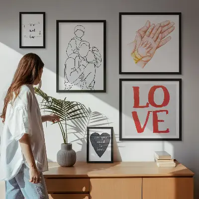 Wanddecoratie compositie met de thema's familie, liefde, warmte en geluk
