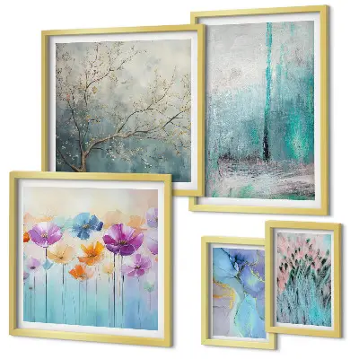 Gallery wall Abstracte landschappen met bloemen