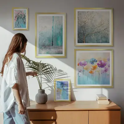 Gallery wall Abstracte landschappen met bloemen