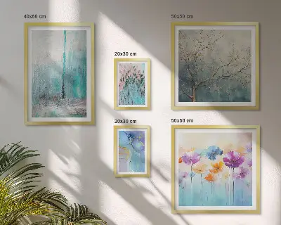 Gallery wall Abstracte landschappen met bloemen