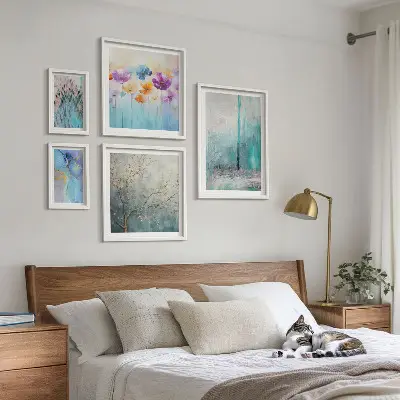 Gallery wall Abstracte landschappen met bloemen