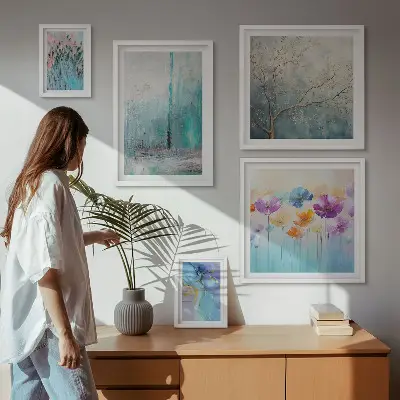 Gallery wall Abstracte landschappen met bloemen