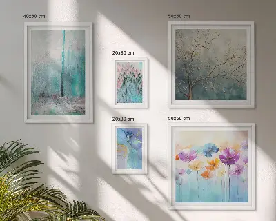 Gallery wall Abstracte landschappen met bloemen