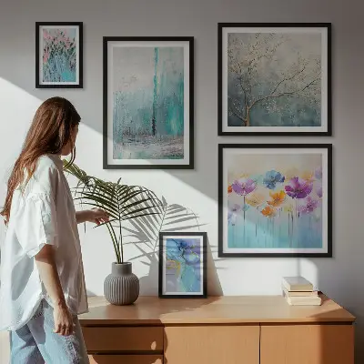Gallery wall Abstracte landschappen met bloemen