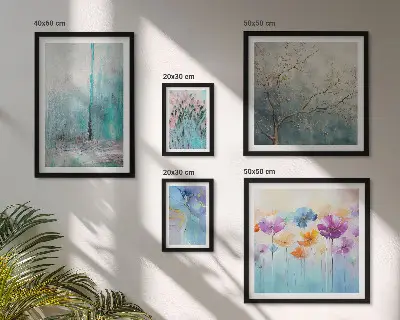 Gallery wall Abstracte landschappen met bloemen