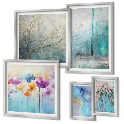 Gallery wall Abstracte landschappen met bloemen