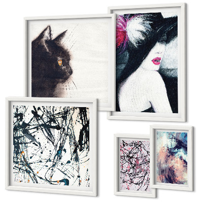Wanddecoratie compositie Stijlvolle abstracte portretten