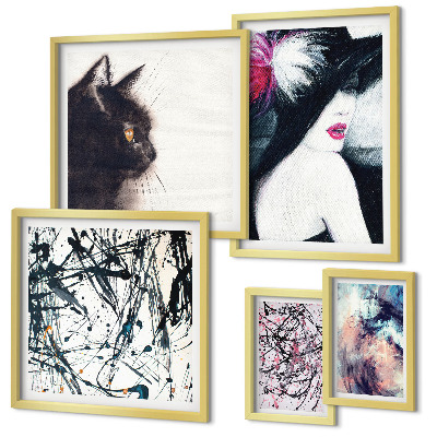 Wanddecoratie compositie Stijlvolle abstracte portretten