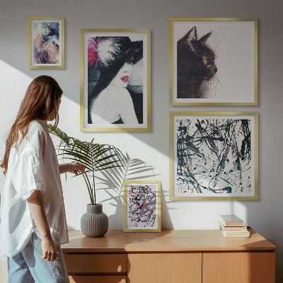 Wanddecoratie compositie Stijlvolle abstracte portretten