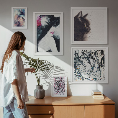 Wanddecoratie compositie Stijlvolle abstracte portretten